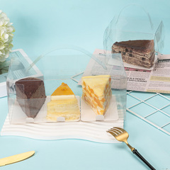 New variety of cut cake with transparent carry box, layered mousse slice, triangular dessert, tea break wholesale