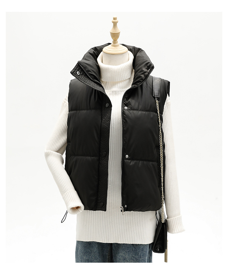 外国貿易のクロスボーダーのダウンの綿服の馬甲の女性は綿の服の短いタイプの秋冬の修身の袖なしの肩の上着の馬を着て潮を挟みます。