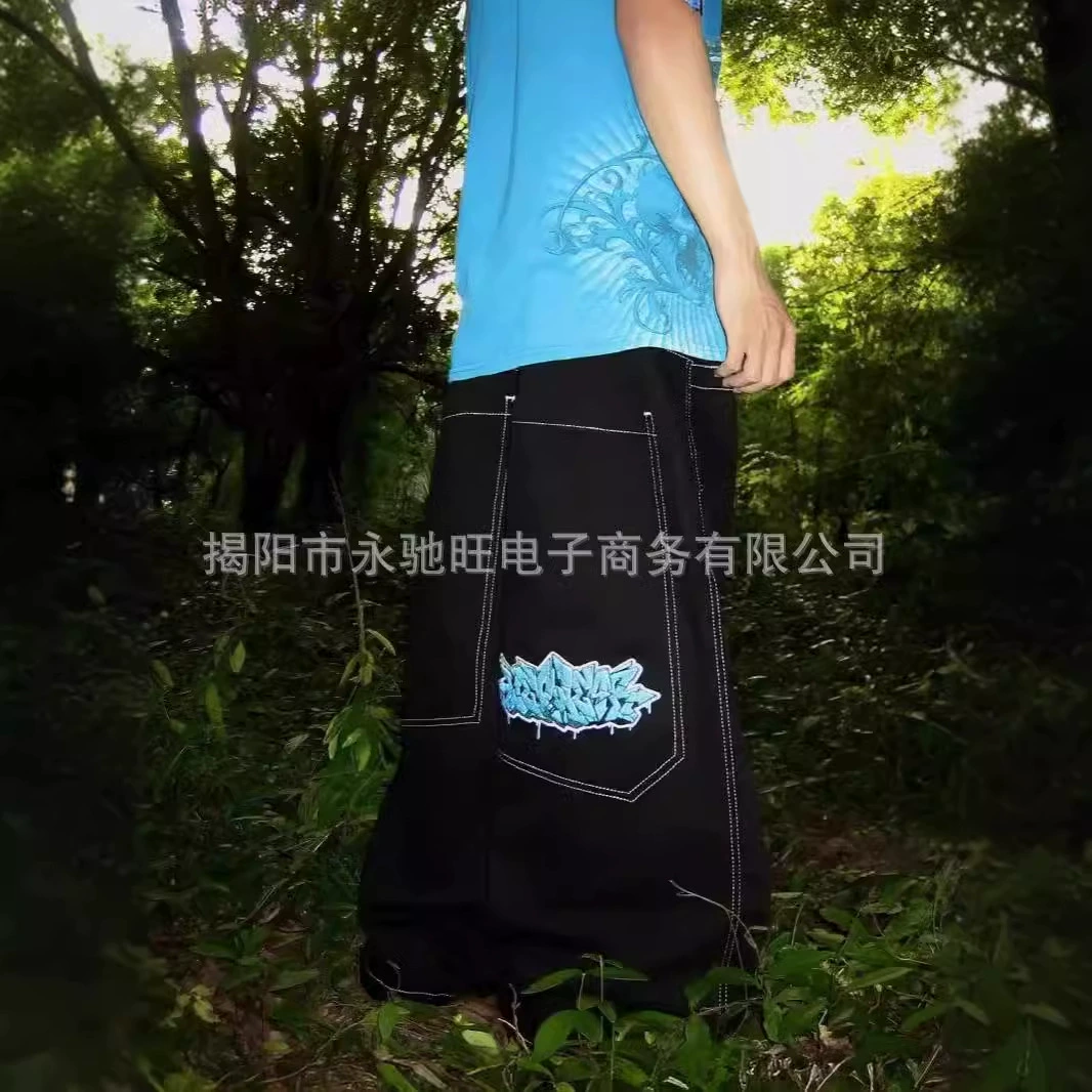 Европейские и американские высокие улицы JNCO трансграничный принт Amazon хип-хоп джинсы hiphop свободные широкие джинсы