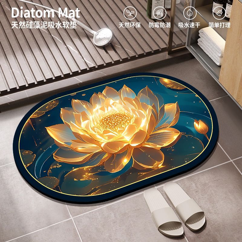 Al por mayor transfronterizo alfombra de baño absorbente de agua alfombra antideslizante de barro de diatomeas doméstica puerta de baño alfombra de suelo resistente al desgaste de secado rápido