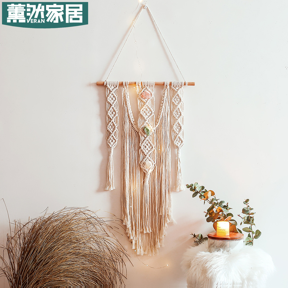 ins Northern Europe Cotton rope weave tassels Tapestries rough  Home Furnishing Wall hanging Background wall Dress up originality gift GT123