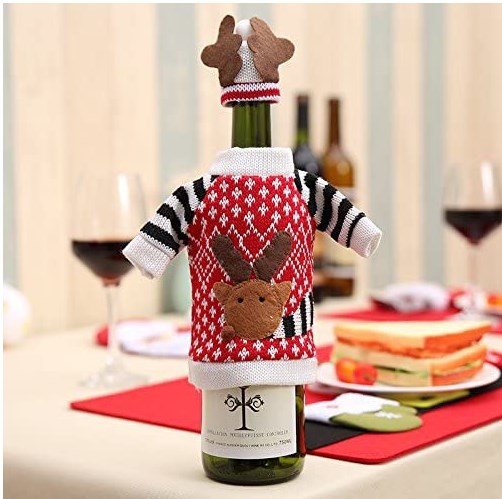 Transfronterizo nueva Navidad creativo alce rojo vino cubierta champán botella bolsa Navidad actividad fiesta decoración