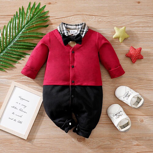 Newborn baby suit for baptism, stylish and handsome one-piece outfit for 100-day-old and one-year-old crawling suit.