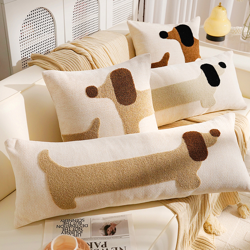 Cute de dibujos animados cachorro funda de almohada de tira larga habitación de los niños almohada larga con núcleo original simple cojín de sofá animal