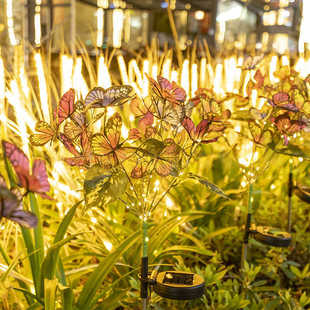 Solar-Powered Simulated Butterfly Ground Lights, Copper Wire Lights, Courtyard Decorative Lights, Outdoor Garden Tree Lights, Simulated Butterfly Lighting