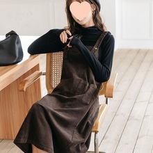 灯芯绒背带裙女2025春秋新款直筒宽松韩版秋冬连衣裙中长款裙子