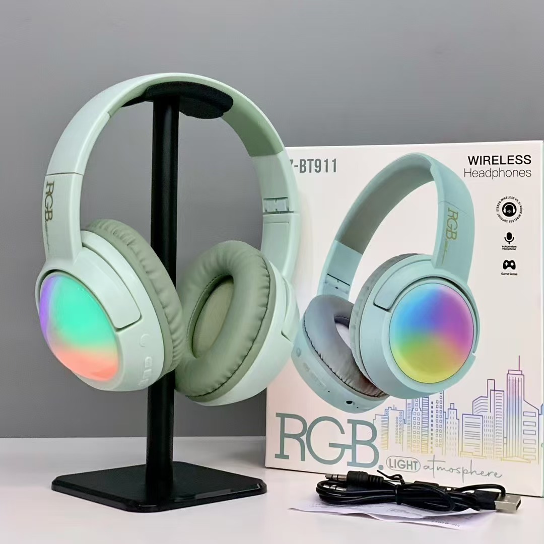 Nuevos productos de comercio exterior BT911 auriculares Bluetooth inalámbricos de larga duración auriculares de juego de tarjetas luminosas RGB