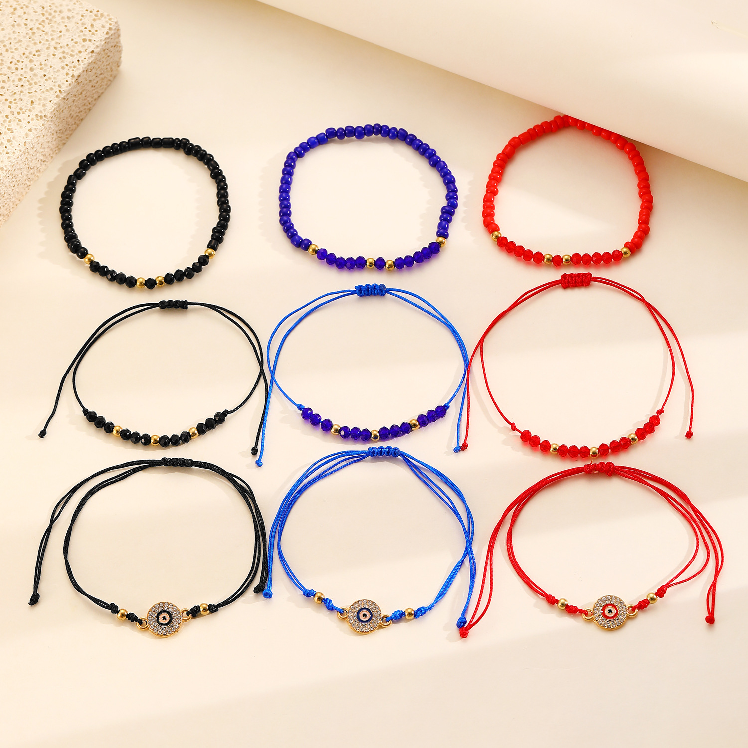 Braccialetto a strati con perline di cristallo vintage in stile etnico, accessorio versatile, ideale per il trasporto transfrontaliero._voghion.com