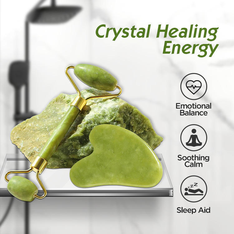Fabrikverkauf Xiuyan-Jade-Massageroller Gua-Sha-Set, spezialisiertes Augen- und Gesichtspflege-Massageset