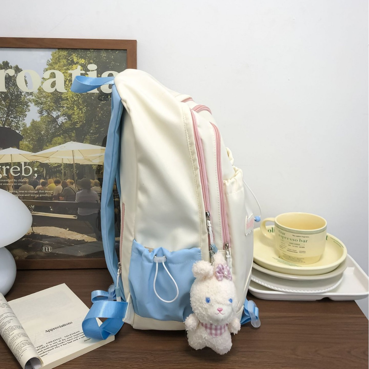 Nueva mochila de dibujos animados simple para estudiantes de secundaria y secundaria