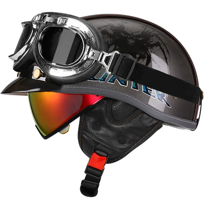 Motosiklet kaskı (dəbilqə) – Scoop Helmet - bright-gray-demon-hunter-aurora-red-mirrorsilver-frame-mirror-m