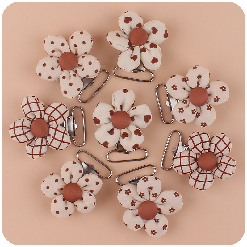 Nuevo bebé suministros DIY flor chupete clip de dibujos animados flor impresión clip chupete cadena anti-gota cadena Accesorios