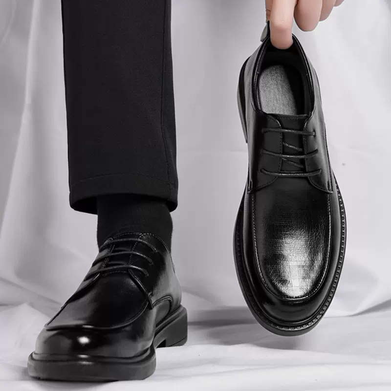 皮鞋男士秋季商务正装英伦风低帮软底休闲结婚新郎婚礼鞋一件代发