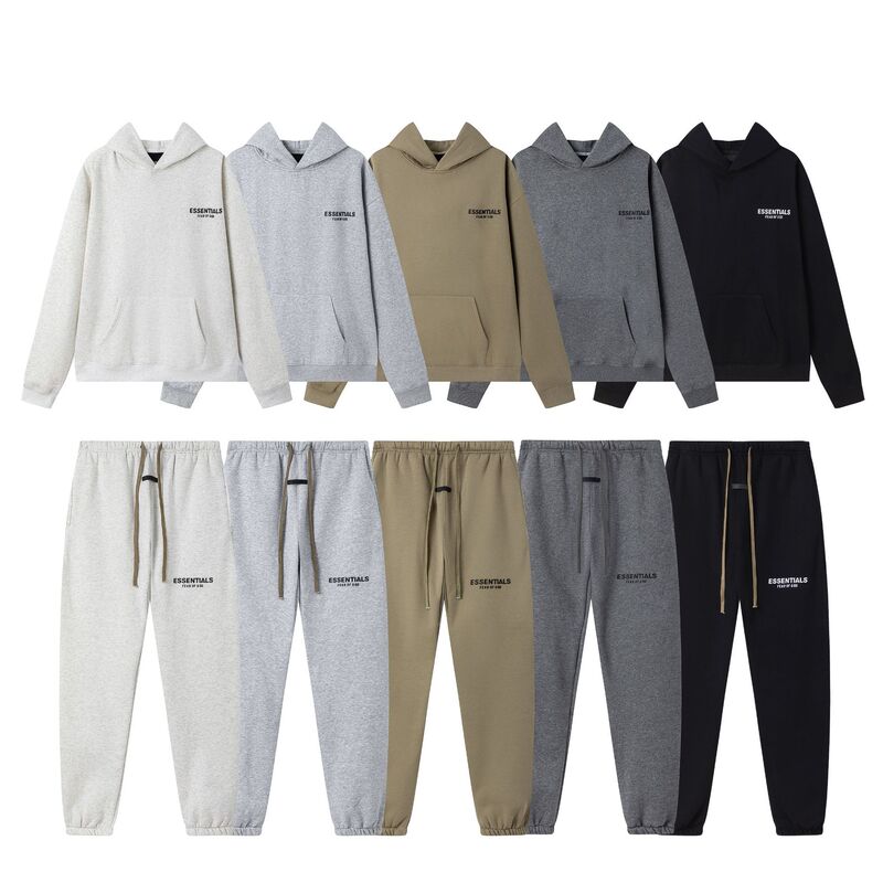 Letter Flocking Fog Multi-Line Essentials Trendy Brand Offset Printing Loose Couple Hooded Sweatshirt Men's 2025 New Style