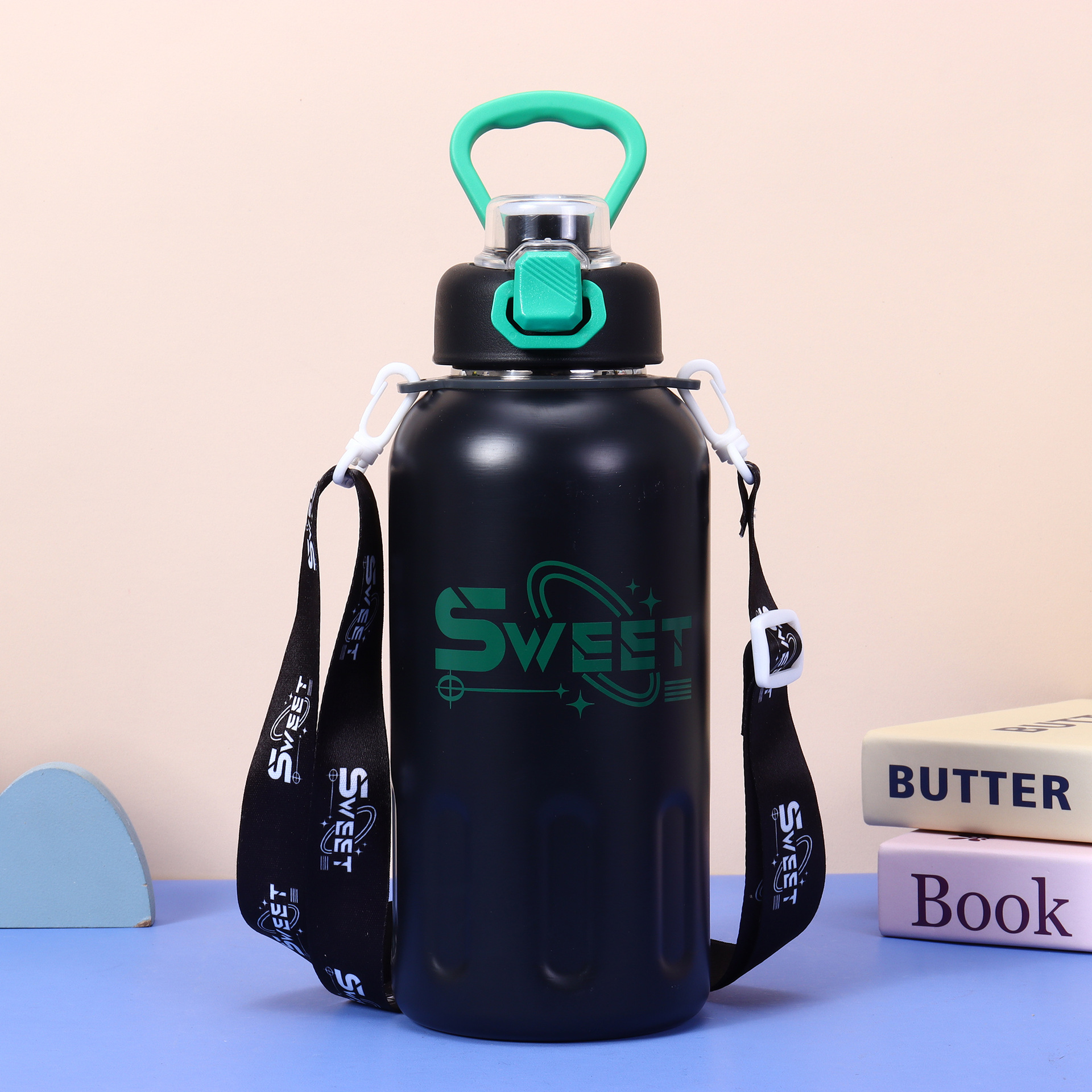 New 304 Top Quality Stainless Steel Insulated Cup With Portable Shoulder Strap, Large Capacity Outdoor Student Tumbler_voghion.com