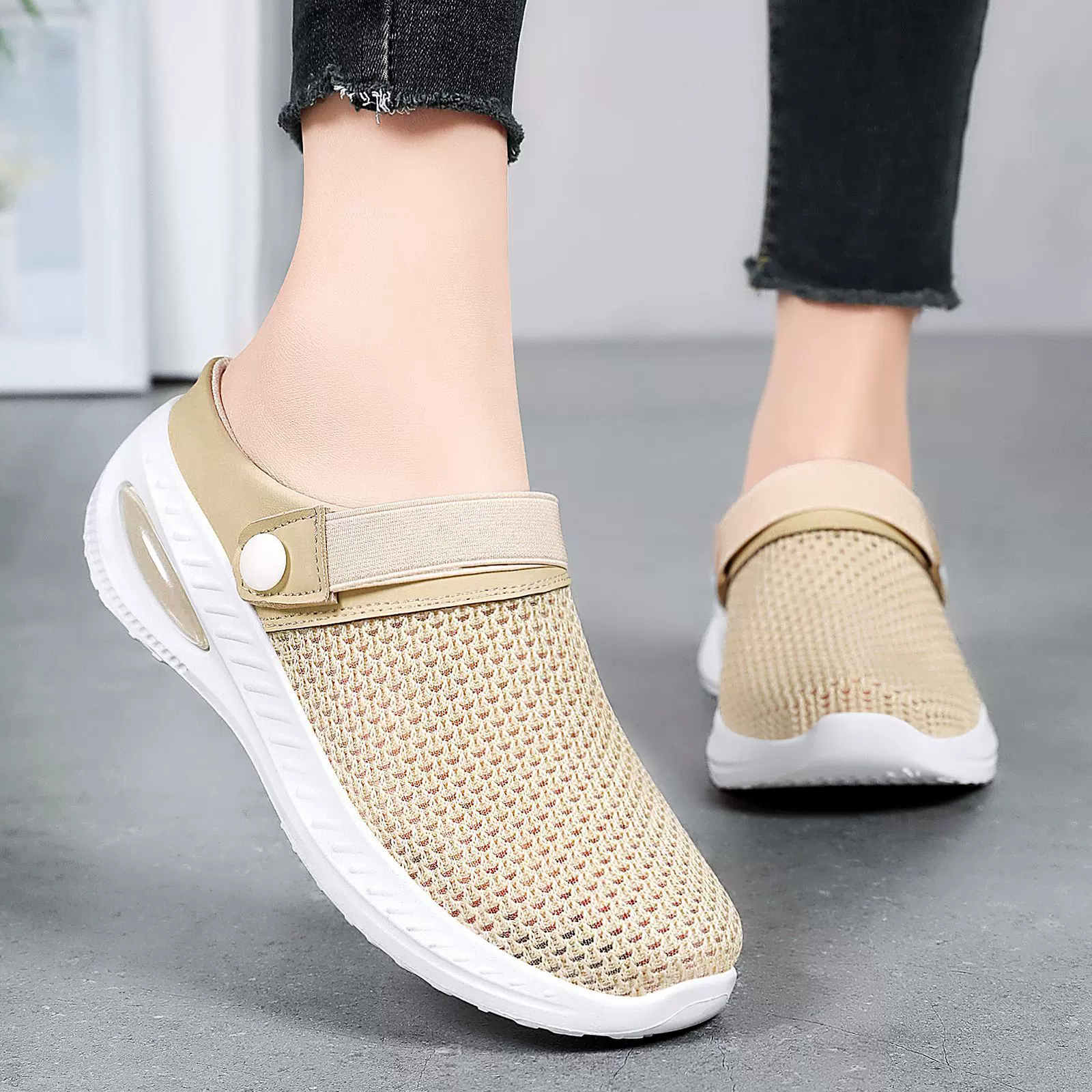 鞋子女鞋百搭半拖一件代发透气外穿拖鞋时尚妈妈鞋包头轻便休闲鞋