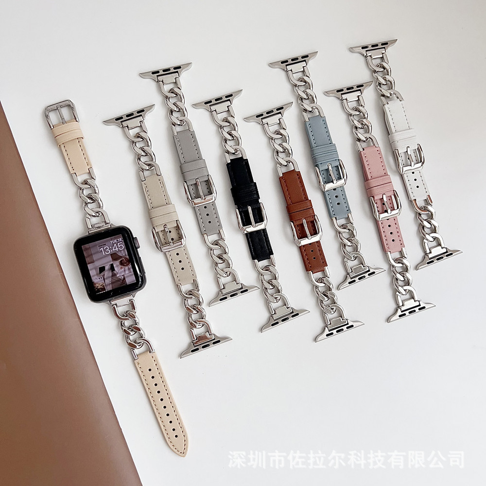 Suitable for Applewatch98 Apple Watch Se7 Metal Strap Chain Denim Iwatchs10 Female Trend