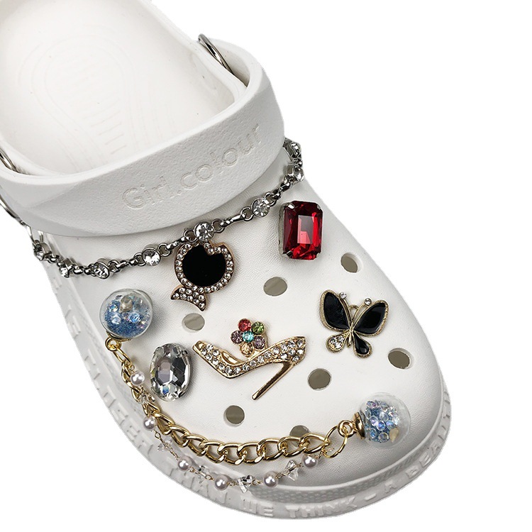 Crocs-style slippers with rhinestones