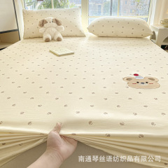 新しいタイプ A 新疆綿無地刺繍ベッドシーツシングルピース純綿 100 四季ユニバーサル厚みのあるマットレスプロテクター