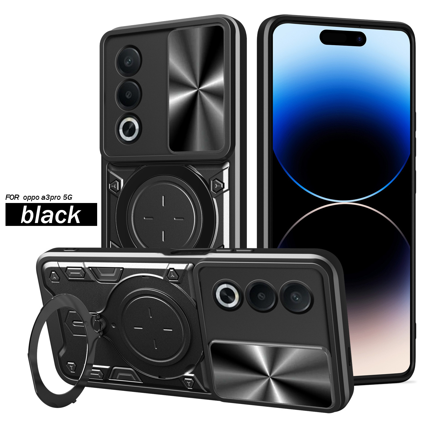 Casas de diseño CD OP A3 PRO caja de teléfono celular resistente a la caída absorción magnética + ventana de empuje lente protectora cubierta de teléfono celular