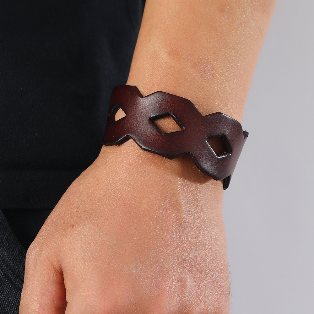 personalized retro hollow first layer cowhide bracelet European and American jewelry