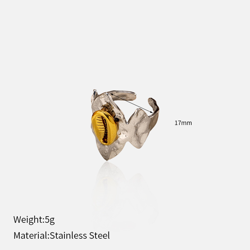 Anillo de acero inoxidable de oro de acero de dos colores, estilo de lujo ligero y estilo de estilo, anillo de acero de titanio abierto