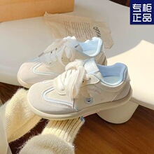 德训鞋女2025春季新款百搭学生小熊运动小白鞋增高休闲软底板鞋女
