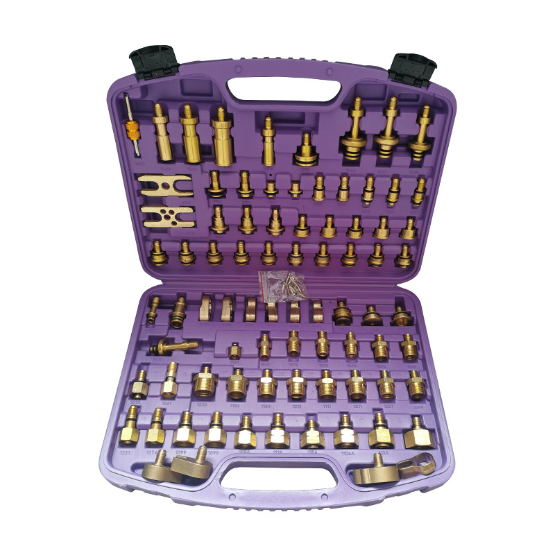 汽车空调欧亚通用版检测堵漏工具全铜81件套堵试漏套装工具