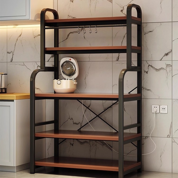 Estante de almacenamiento de cocina estante de almacenamiento simple multicapa de piso estante de condimento multifuncional estante de almacenamiento doméstico de microondas