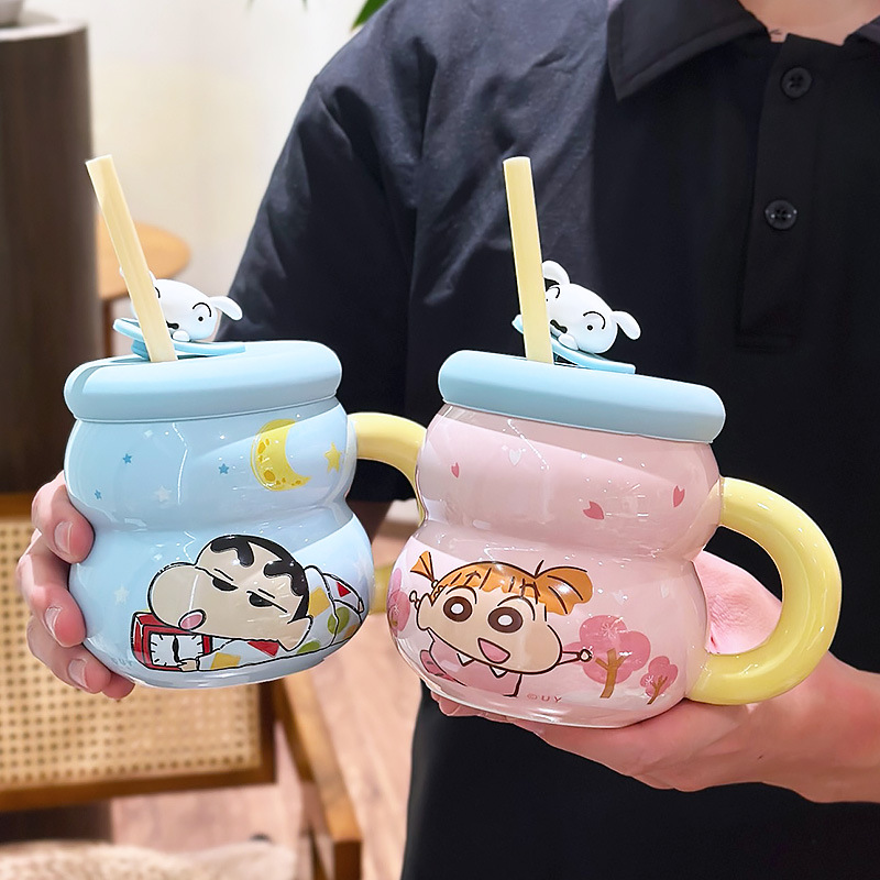 Taza de Café de Cerámica con Tapa y Sorbete Resistente a Altas Temperaturas para Oficina y Hogar