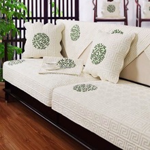 中式沙发垫全套新木质刺绣四季防滑实木坐靠背巾罩一件代发亚马逊
