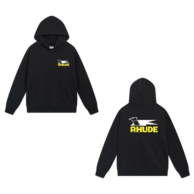 美式小众潮牌RHUDE秋冬新款ins皇冠旗帜高街复古宽松连帽卫衣男女|undefined