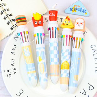 Multi-Style Cartoon-Shaped Ten-Colorful Ballpoint Pens for Students, Colorfulful Handbook Pens, High-Looking, Multi-Functional Press Multi-Colorful Pens