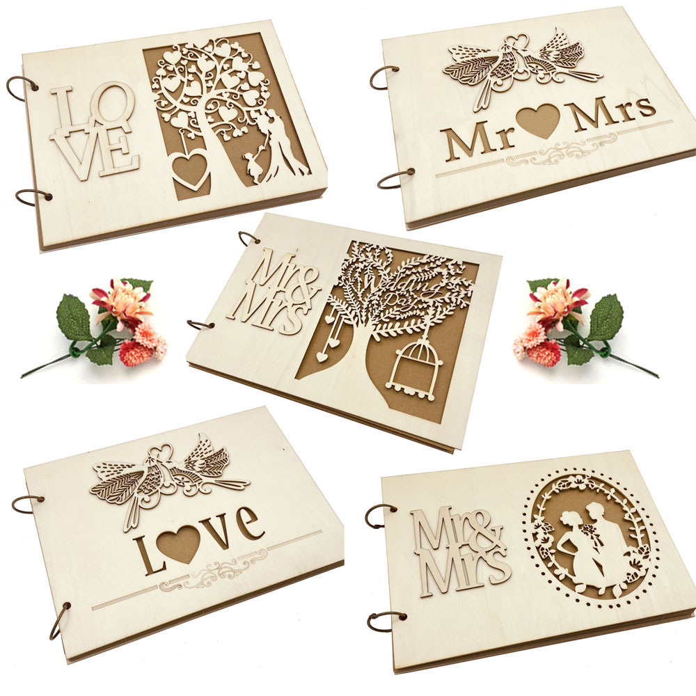New Wooden Mr. and Mrs. Photo Frame Mrmrs Wedding Guest Sign-In Book Wedding Signature Book Sign-In Book