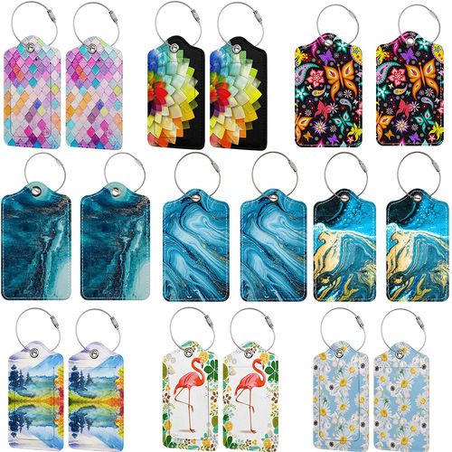 Fashionable color printed luggage tag, suitcase tag, boarding pass, leather ID card holder