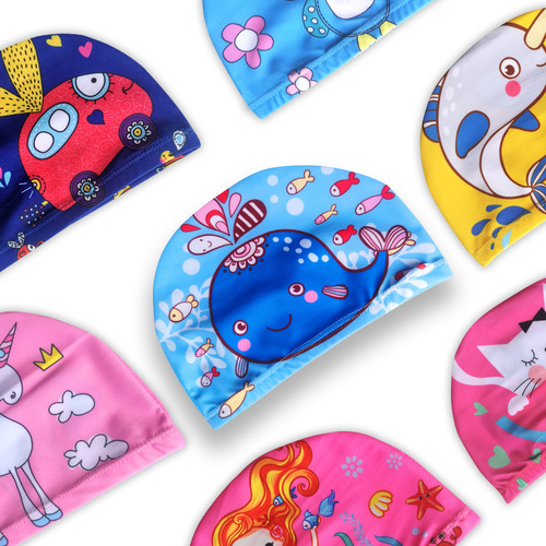 Manufacturer wholesale cartoon children's swimming cap for boys and girls, comfortable and ear-protecting, cute swimming cap, baby cloth cap