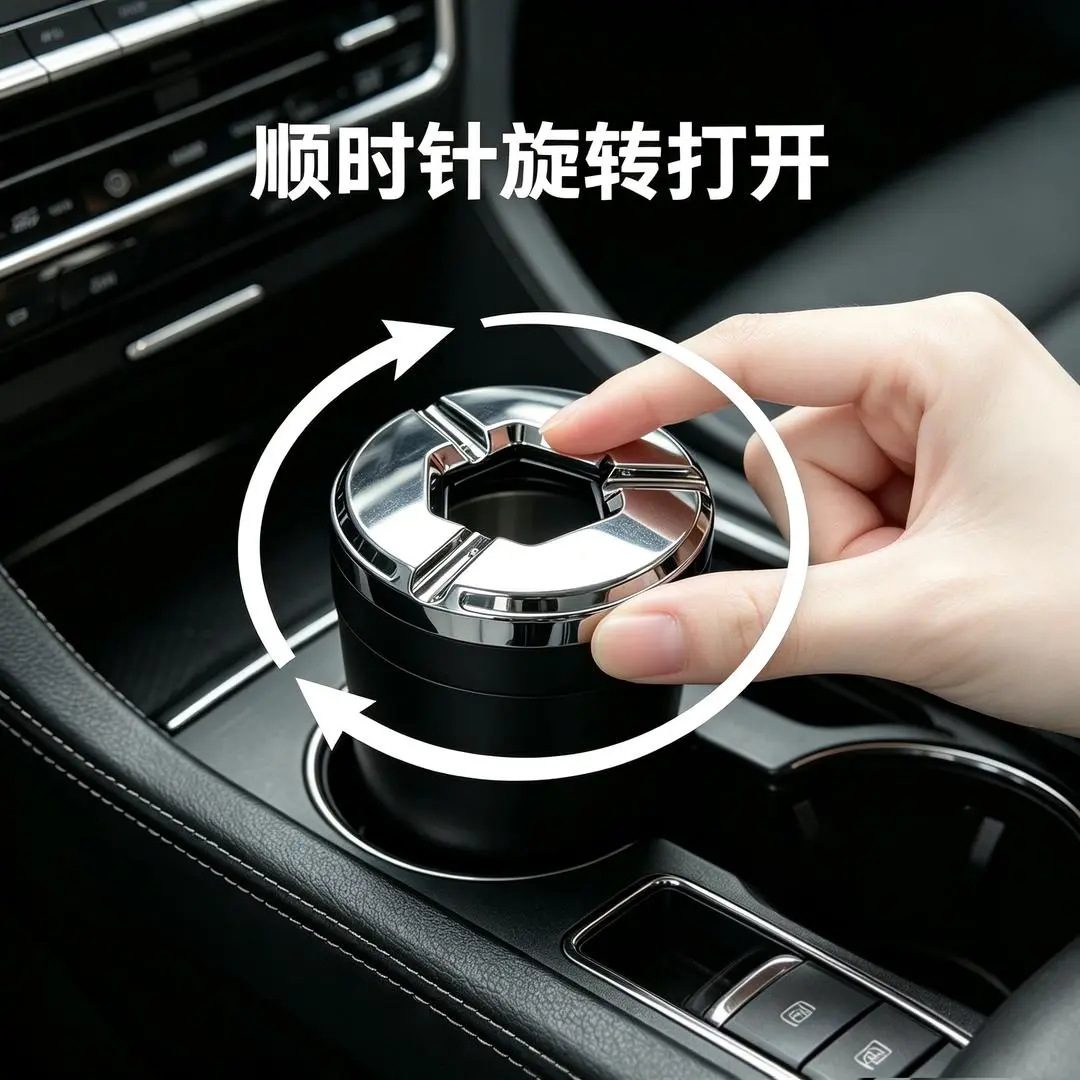 Popular car ashtray, sealed and rotating, prevents ash from flying, metal, creative, high-end, for use inside the car, prevents ash from falling out