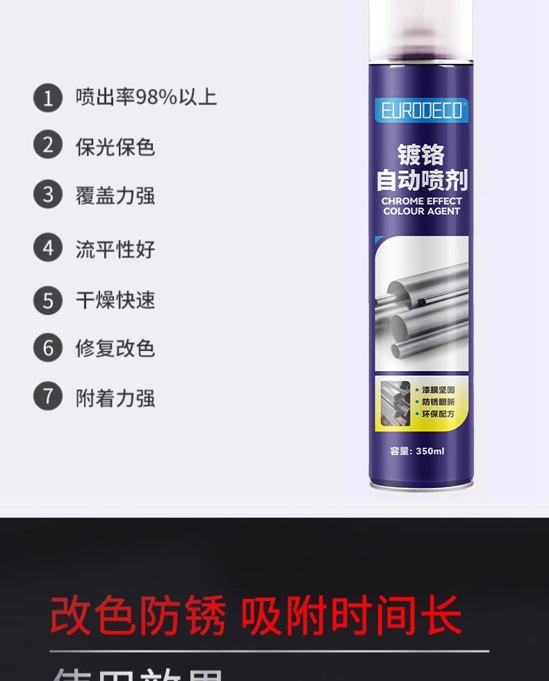 Chrome-plated spray paint self-painting metal anti-rust electroplating hand-cranked stainless steel renovation repair silver color change special whole box