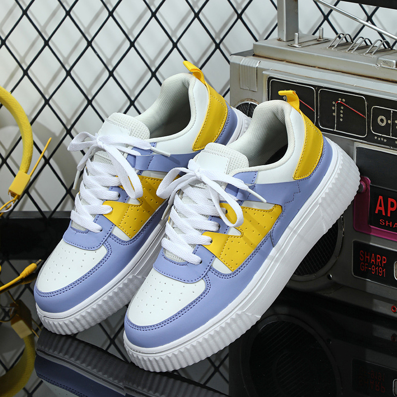 Zapatillas de deporte de pareja de moda de suela gruesa de estilo coreano zapatos deportivos casuales cómodos transpirables zapatos planos al aire libre de moda de todo fósforo