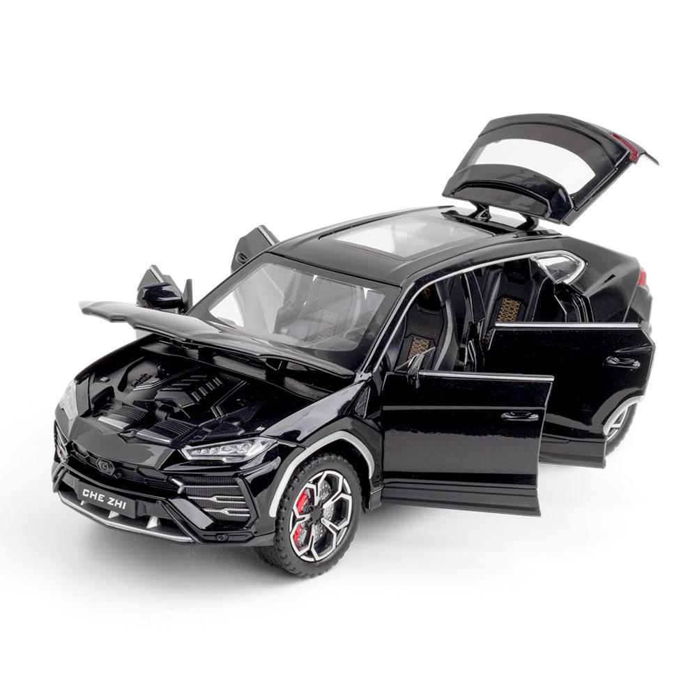 Modelo de coche URUS de aleación a escala 1:24 con efectos de sonido y luz de retroceso, decoración realista de coche de juguete, superventas transfronterizo.