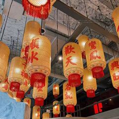 竹油紙ランタン中華鍋レストラン装飾ランタン香港スタイルティーレストランアンティークレトロ潮山ランタンシャンデリア