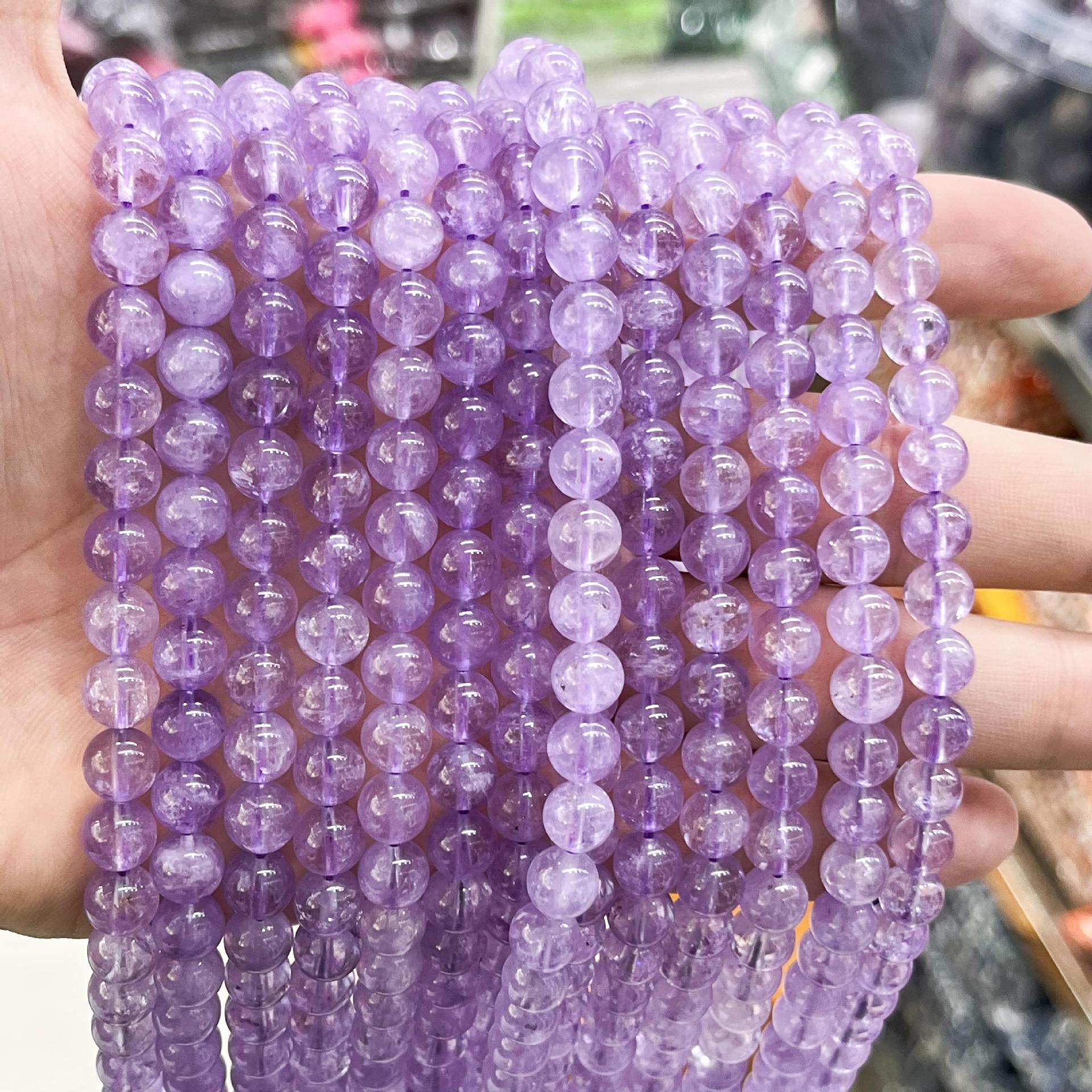 자수정 옥 둥근 구슬 라벤더 최적화 보라색 옥 느슨한 구슬 반제품 DIY 보석 액세서리 도매 라이브