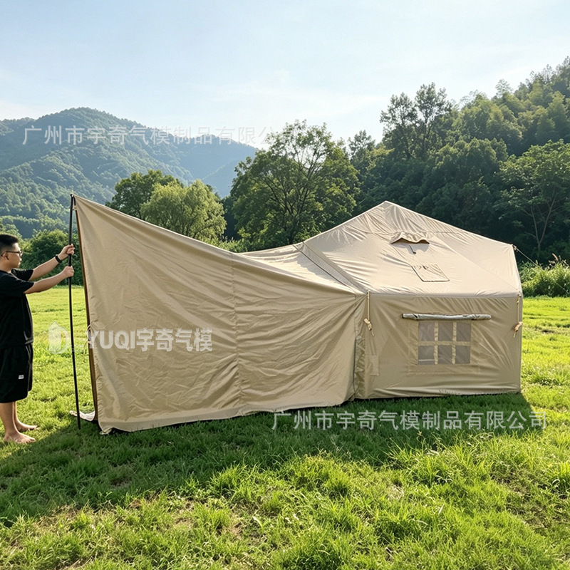 Outdoor Camping Quick-Open Inflatable Tent Travel Portable Oxford Cloth Inflatable Tent Camping Tent with Canopy for Multiple People