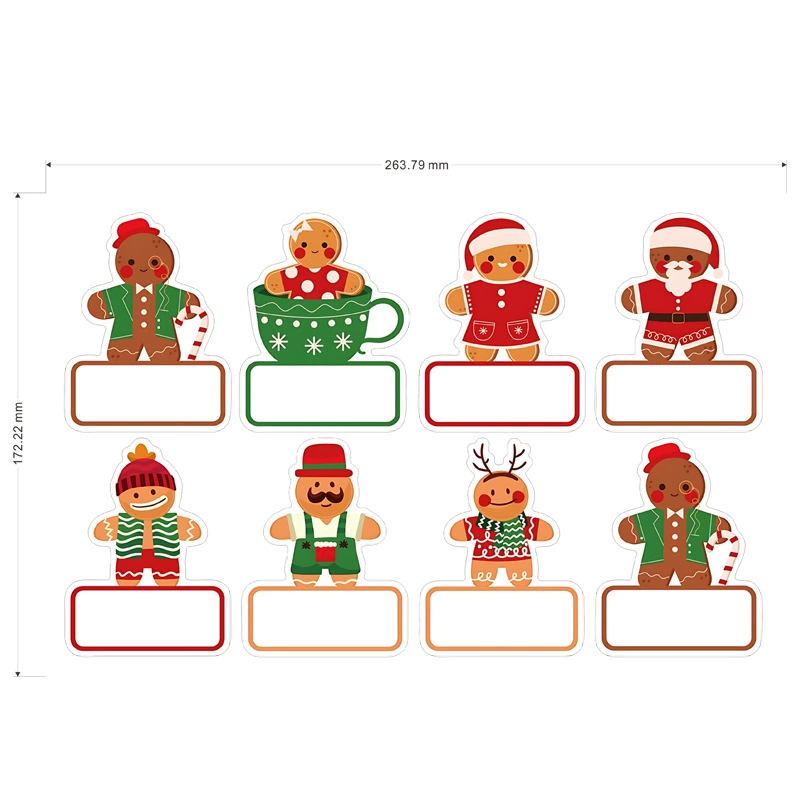 Пряничный узор, именные этикетки, рождественские бумажные подарочные бирки, клейкие наклейки, наклейки для рождественской вечеринки, декоративные наклейки для упаковки