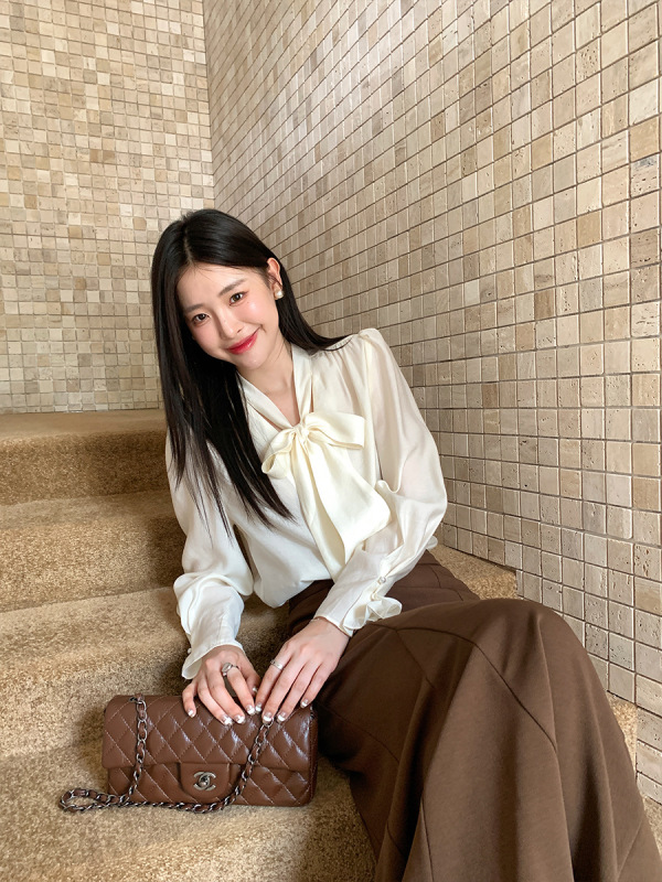起范 韩剧女主天丝法式飘带衬衫女2025秋季新款广州十三行86071|undefined