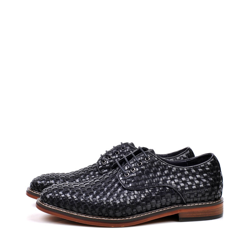 ShoeVault Frühling und Herbst Britische Business-Formelle Handarbeit Gewebte Casual Echtes Leder Schnürung Atmungsaktive Derby Hochzeitsschuhe_voghion.com