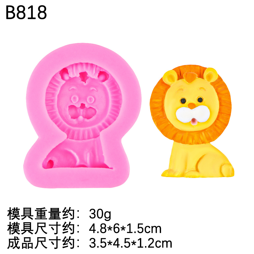 Cute Animal Theme Jirafa Fox Molde de silicona Diy Lion Chocolate Cake Adornos Molde de silicona