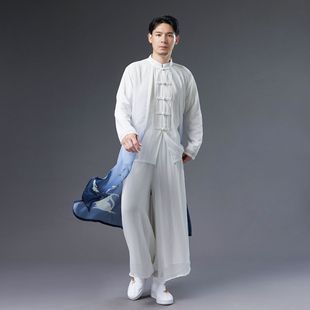 222022 Summer New Zixuan Bainiao Leisure Youth Chinese Style Blue Cotton and Linen Button Ethnic Tang Suit
