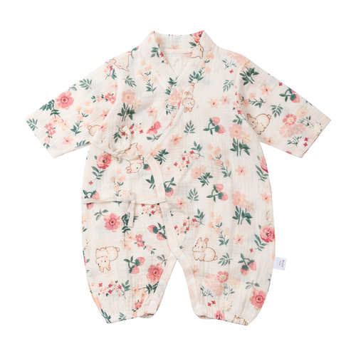 Strictly Selected Baby Infant Double Layer Gauze Cotton Onesie Spring and Autumn Long Sleeve Crawling Suit Warm Home Crawling Suit Monk Suit 