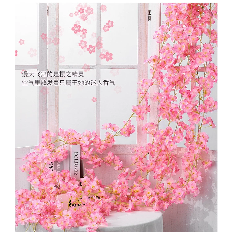 Искусственный куст cherry blossom (вьющаяся лоза) с глиняной оплеткой, 135 голов, 1,8 м пластиковая декоративная гирлянда